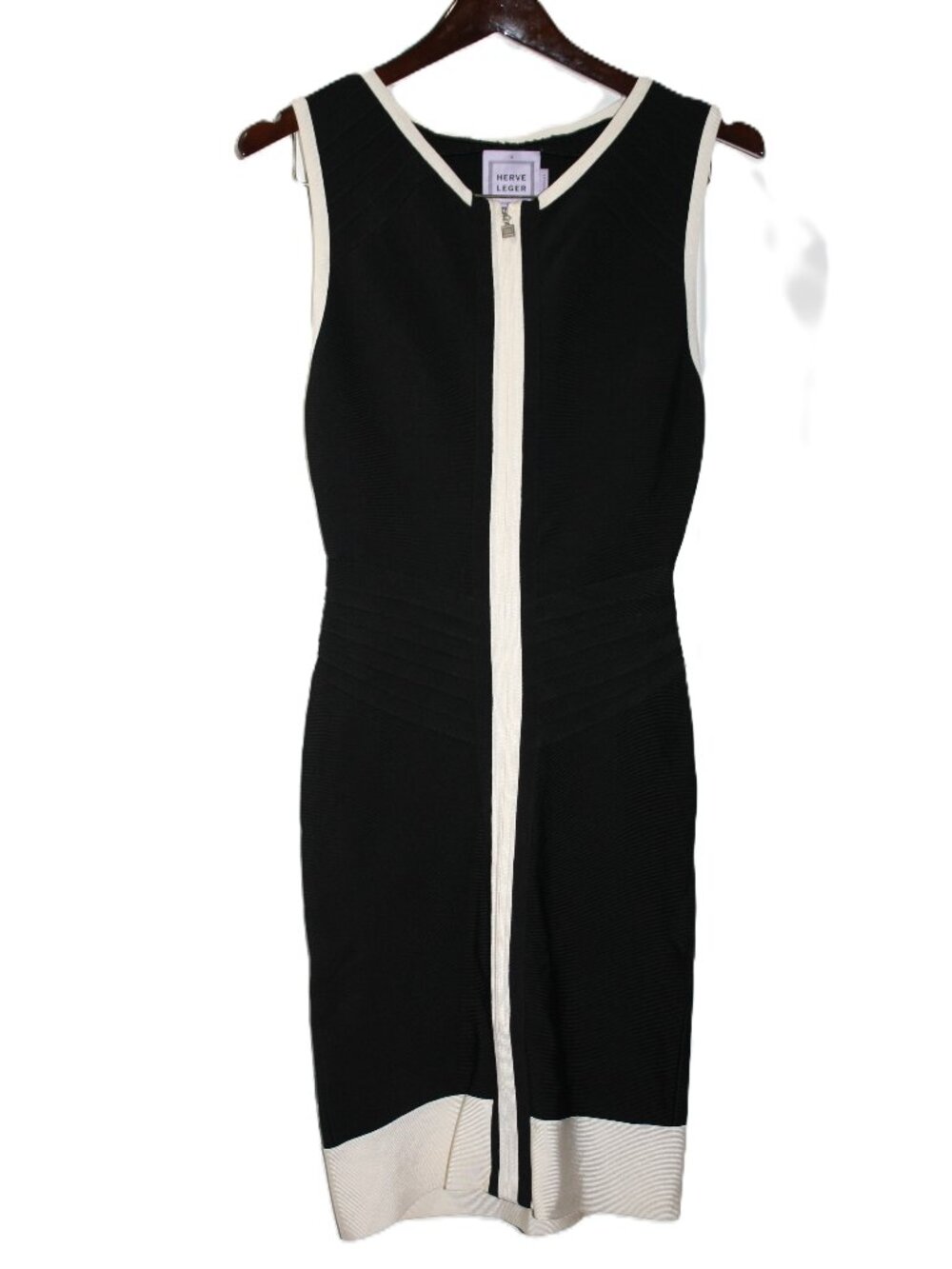 Herve Leger - Colorblock & Zip-Front Bandage Dress  - Size Smalll